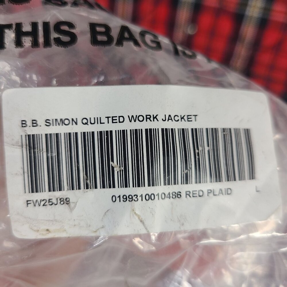 NWT Supreme x B.B. Simon Quilted Red Plaid Work Jacket w/ Studded Collar Sz L - Picture 4 of 16